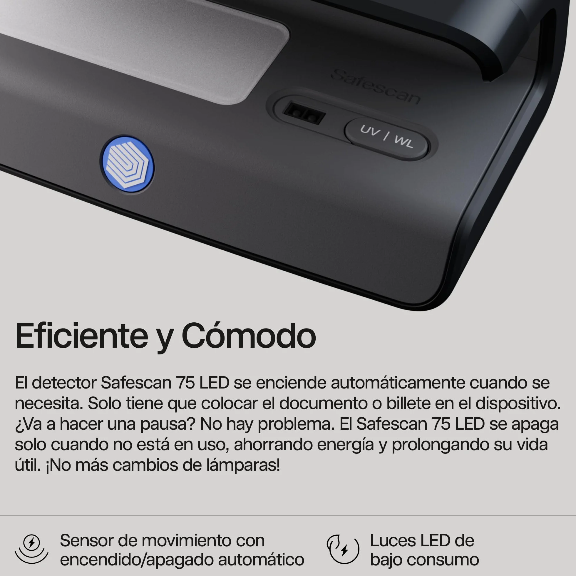 Safescan 75 LED Detector de billetes falsos UV blanco triple detección
