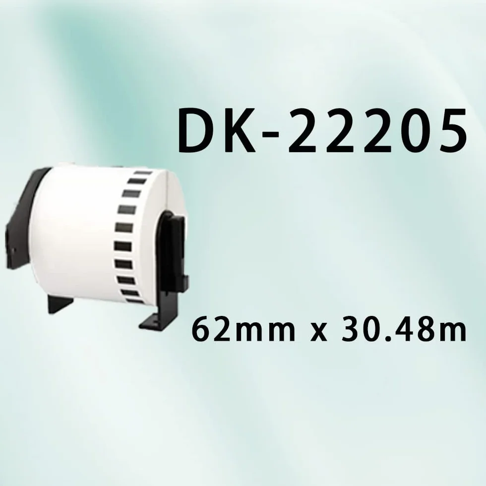 Etiqueta de dirección DK-22205 DK2205 - Pack de 10 rollos (continuo) 62 mm x 30,48m compatible con Brother QL-500 QL-500A QL-500BS QL-500BW