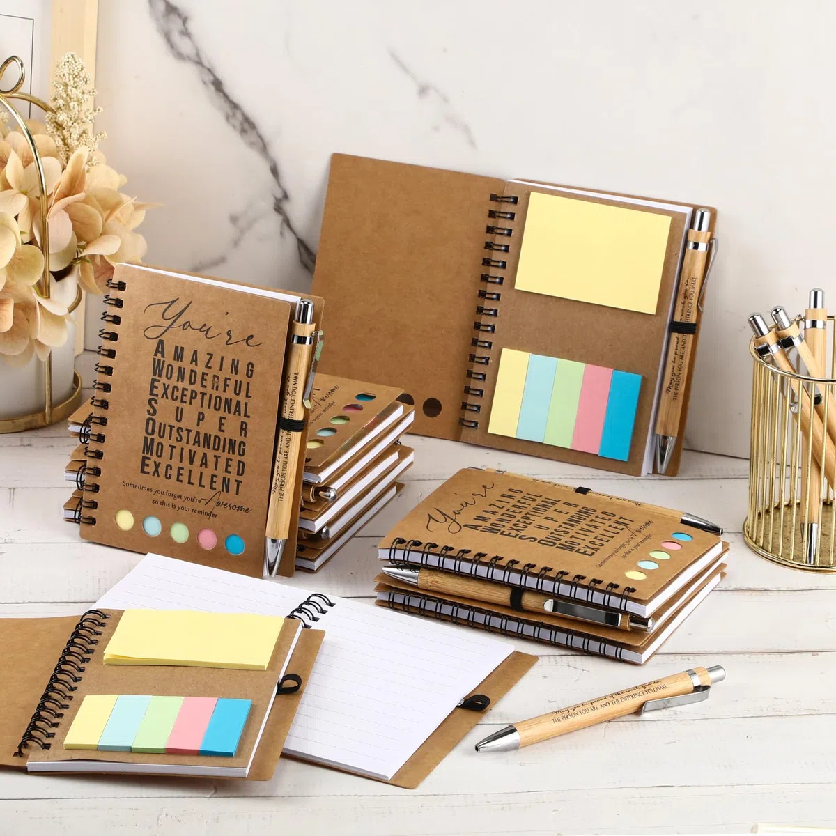 Jetec 25 juegos de cuadernos inspiradores a granel para el regreso a clases, cuaderno motivacional con bolígrafo y bloc de notas adhesivas, regalo de agradecimiento para profesores, estudiantes