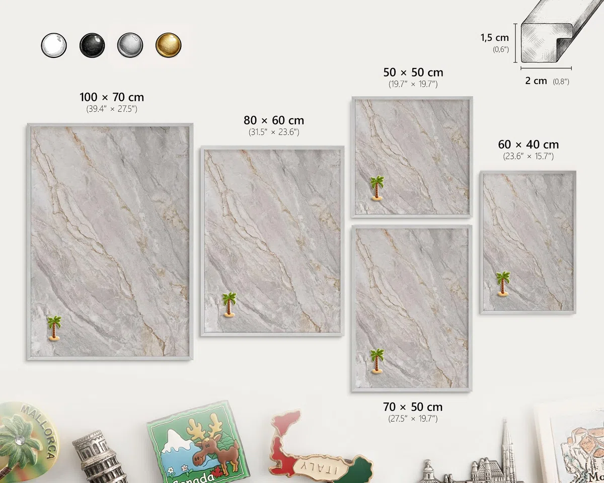 Pizarra Magnética de Pared 60x40 Eleganza del marmo Marco Plateado | Pizarra | Organizador | de Pared | Tablón | Anuncios | Decorativo | Recordatorio | Notas | Planificador | Semanal | Menú