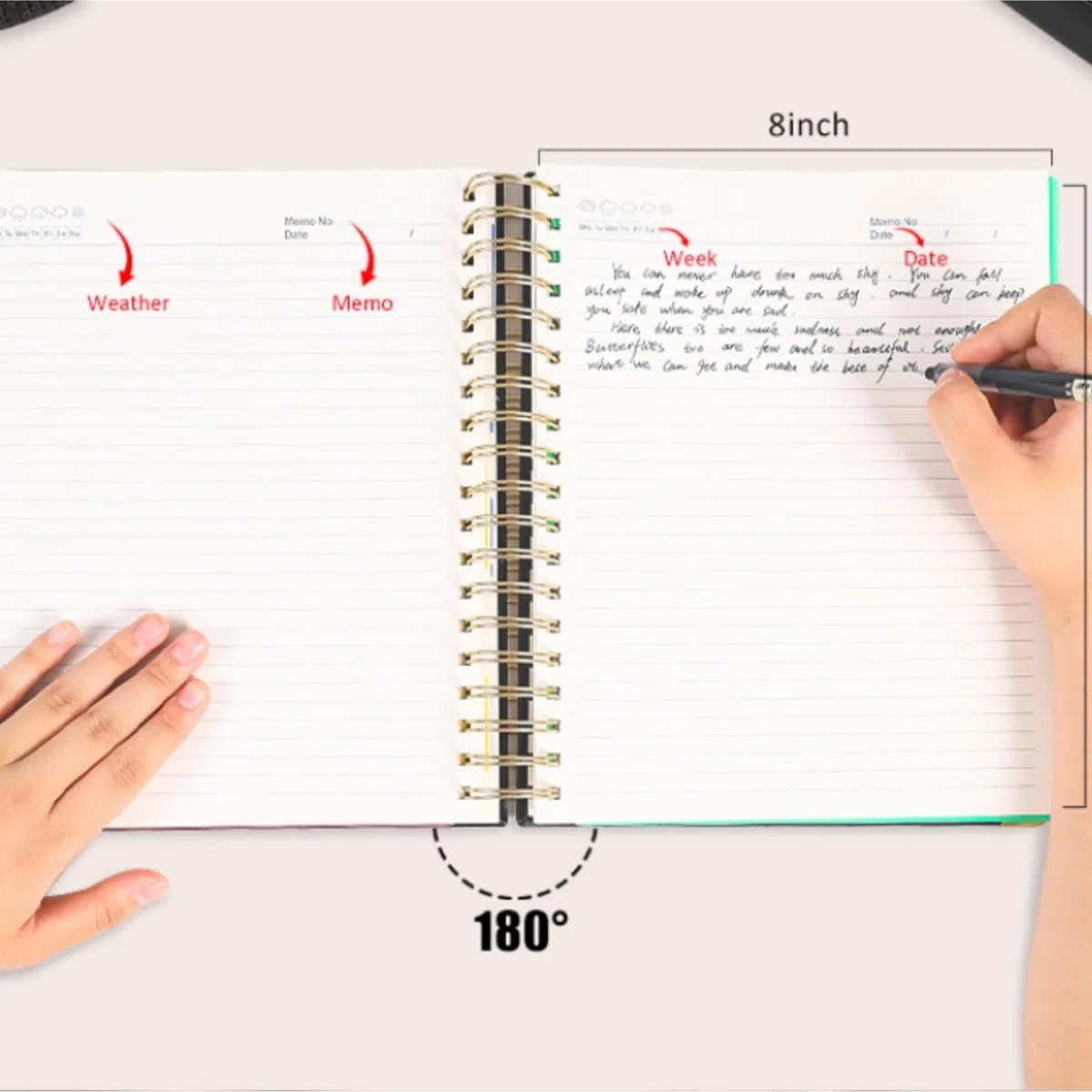Cuaderno Material Escolar Libreta Minimalista De Negocios con Encuadernación En Espiral, 300 Páginas Agenda Personal(Blue)