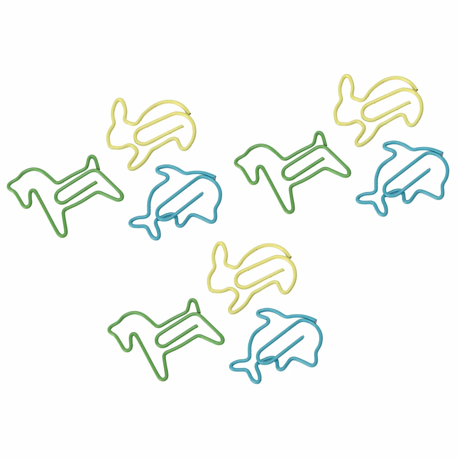 Yctze Clips de Papel, Clips de Papel de Metal, Mini Innovador Combo de Delfín de Conejo, Pequeños de Metal para Papeleo, Oficina, Escuela, 32 Cajas, 3 Colores