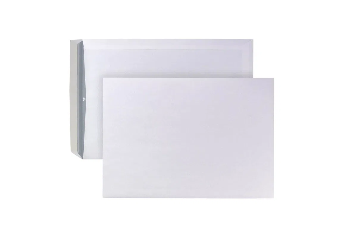 POSTHORN - Sobre B4 (250 unidades, 353 x 250 x 1 mm, 120 g/m²) | Sobres autoadhesivos sin ventana, color blanco con impresión interior gris para protección visual