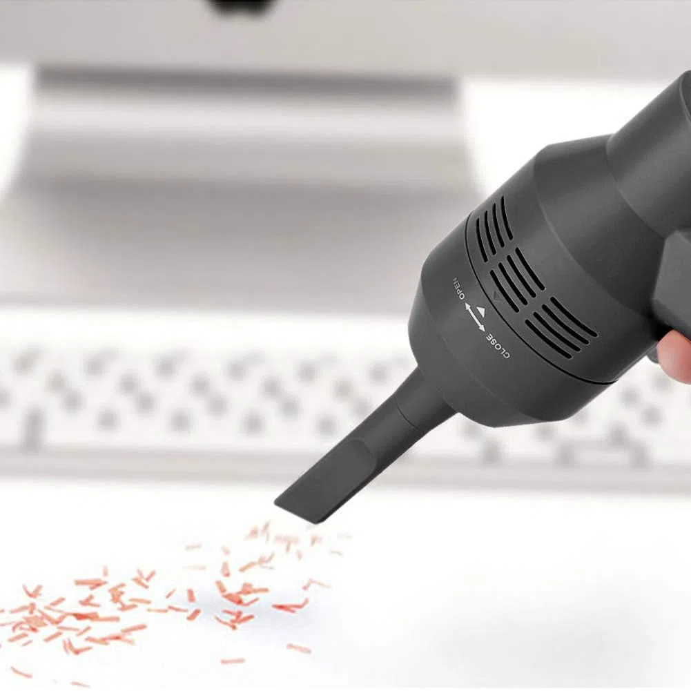 Mini Aspirador de Teclado USB de Mano, Kit de Aspireadora Recargable para Ordenador, Limpiador Eléctrica Portátil con Esponja para Teclados de PC, Aspiradora de Teclado para Limpiar Polvos(黑色)