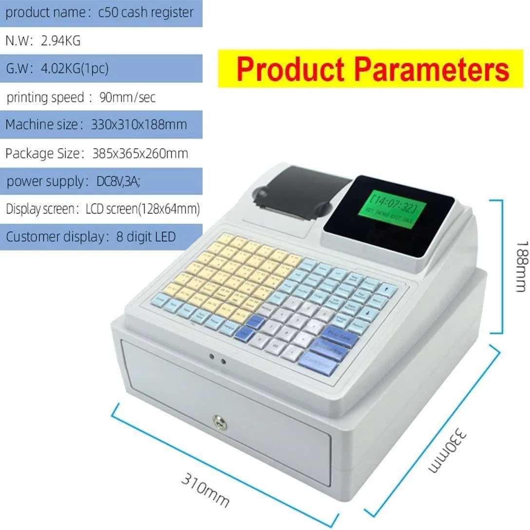 Cash Registro electrónica hasta la Pantalla LED Digital: Ideal para restaurantes de pequeñas Empresas, supermercado, minorista - 81 Keys POS Sistema
