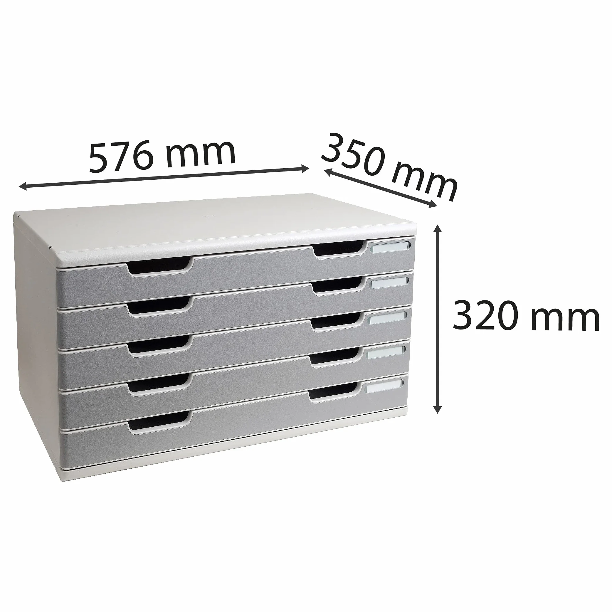 Exacompta - Mueble archivador con 5 cajones (tamaño A3), color gris perla