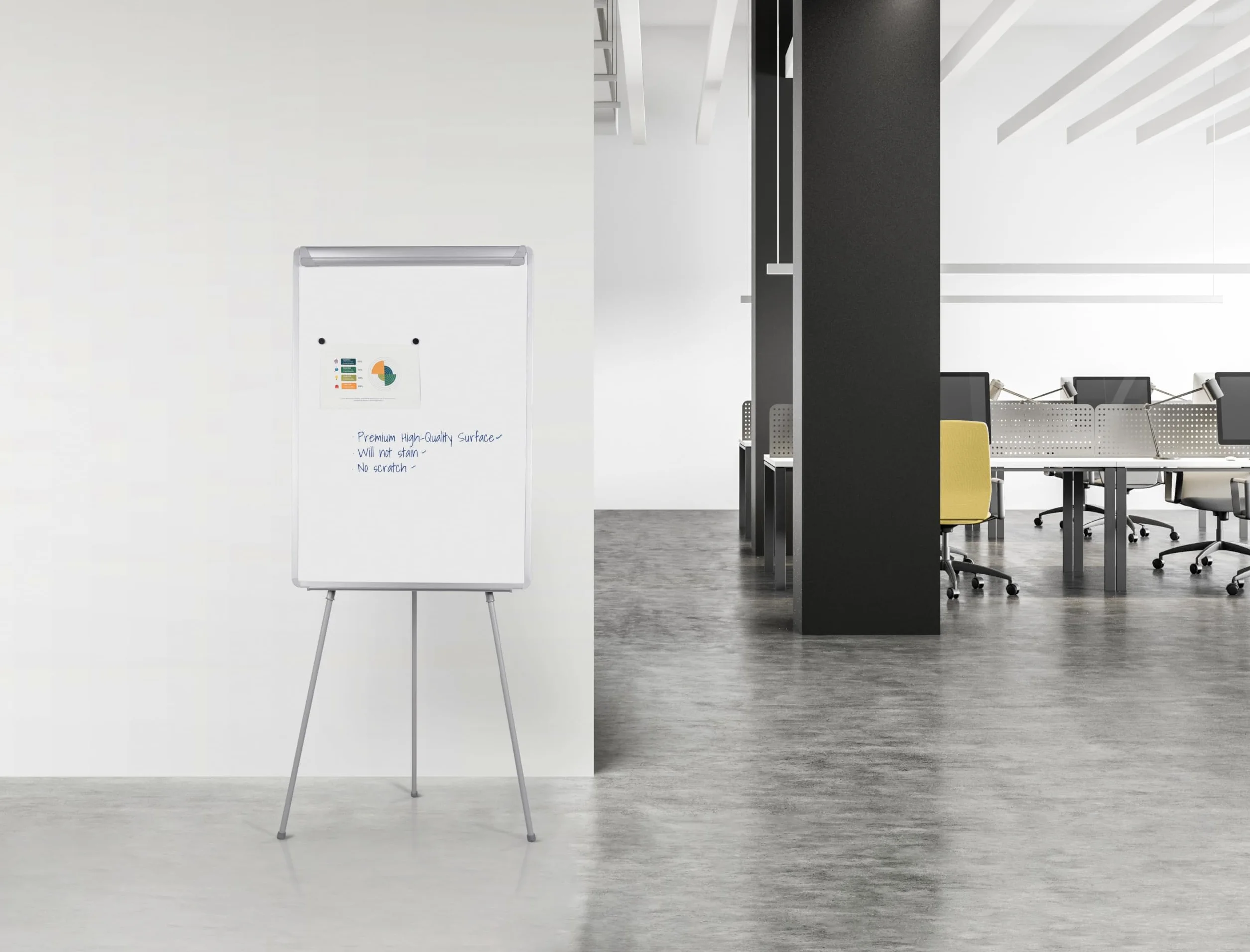 Bi-Office Easy Pizarra Magnética con caballete de trípode, marco gris, pizarra A1 60 x 85 cm, para rotafolios