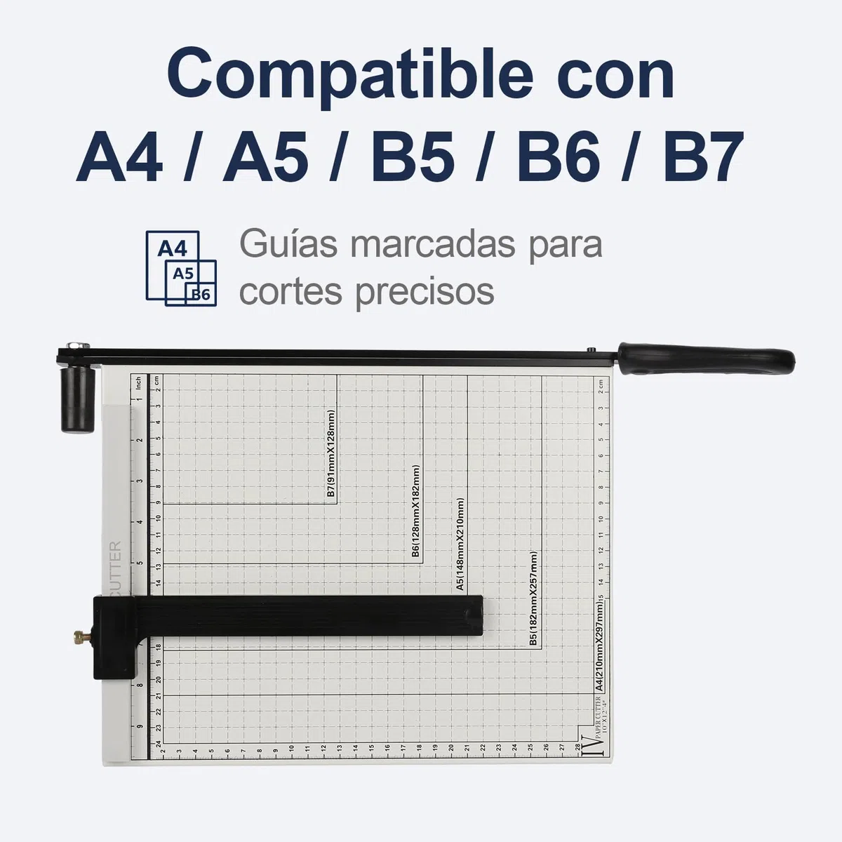 Etrexonline Guillotina de Papel A4 con Base Metálica – Cortador Profesional 12 Hojas | Precisión Máxima | Compatible con A4 A5 B5 B6 B7 | Ideal para Oficina, Fotos, Manualidades