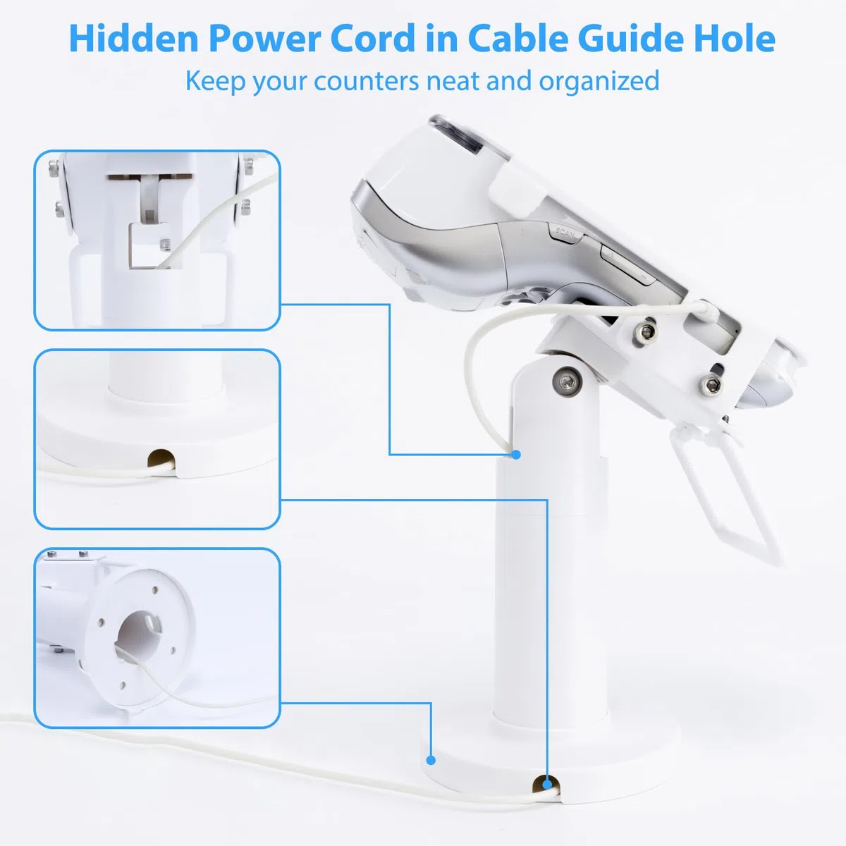 Soporte de terminal POS para Pax A920/A920 Pro, soporte de tarjeta de crédito, soporte de lector de tarjetas de crédito inclinable y giratorio de 7 pulgadas de alto, soporte de terminal de