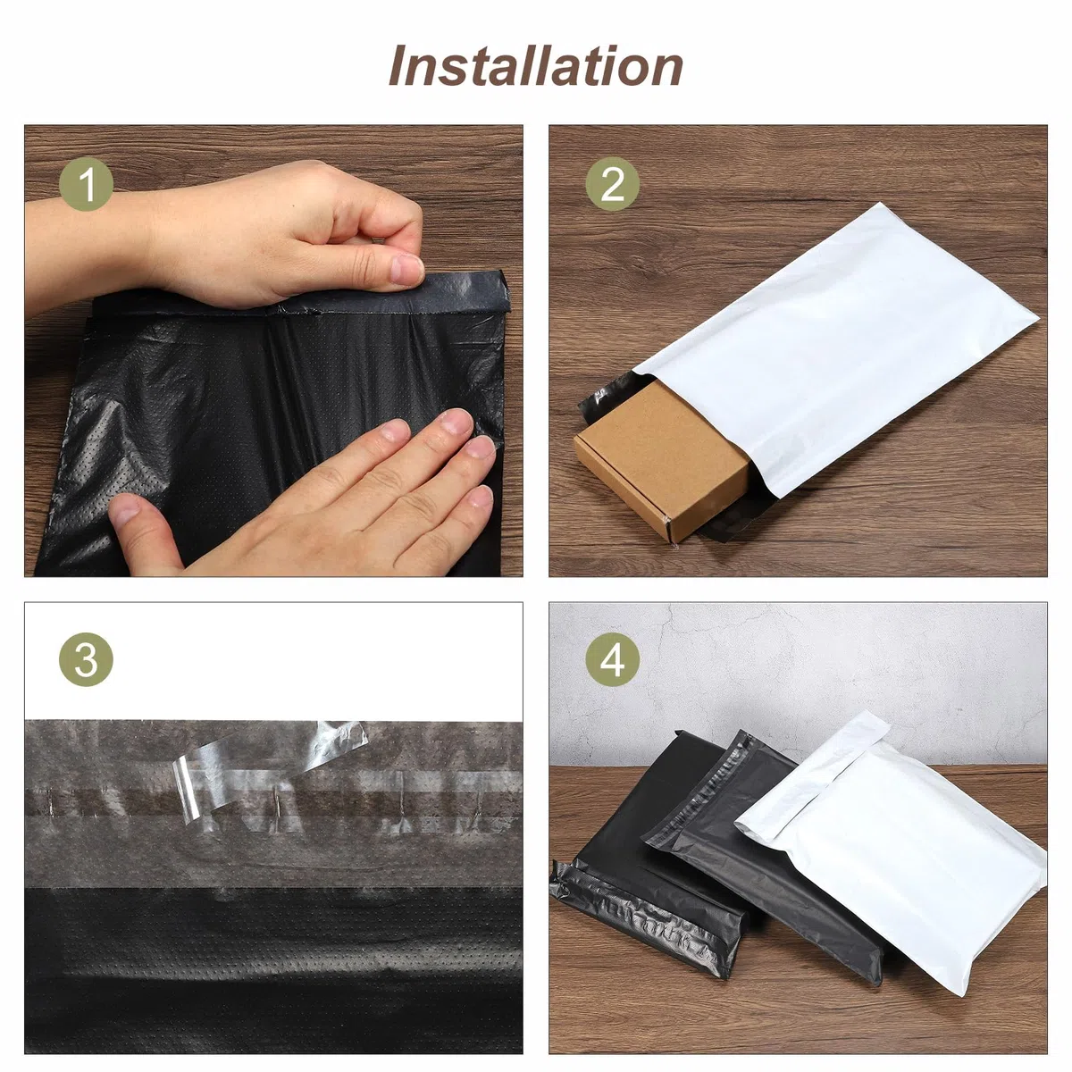 PATIKIL Polietileno Remitente Envío Bolsas 17.72x21.65 Pulgadas Auto Sello Adhesivo Impermeable Resistente Envío Sobres Bolsas para Ropa Pequeños Artículos Negro 200 Paquetes
