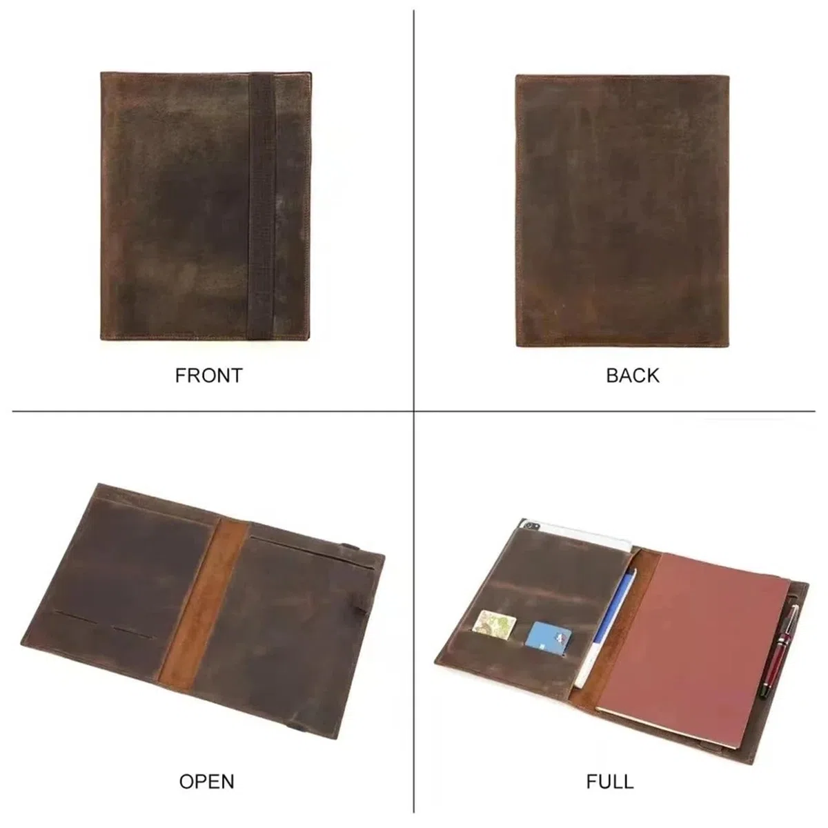 Porta Documentos De Cuero Carpeta portadocumentos A5/B5, funda for libro, papelería empresarial, organizador de archivos de cuero for contratos(Coffee-a5)
