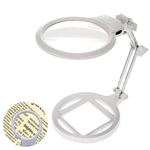 YUHINN Lupa Lupa con Soporte, luz LED, Plegable, Ajustable, ayudas de Lectura de Baja visión para Trabajos de reparación de Cerca, Costura Inspección