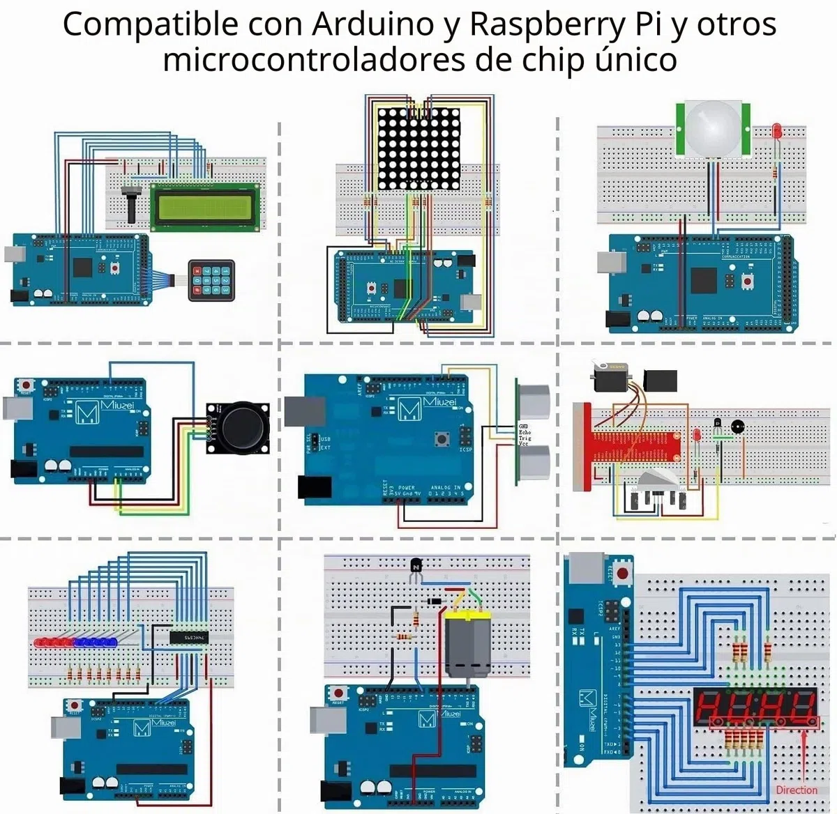 Miuzei Starter Kit Compatible con Arduino-Electrónica Kit con Protoboard con 58 Lecciones, 235 Componentes LC Display, Plug-in Board, Sensores, Relés, GPIO Extensión, Compatible con Raspberry Pi Curso