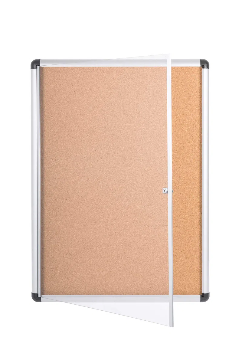 Bi-Office Enclore Extra - Vitrina de Interior de Corcho con Puerta de Acrílico y Cerradura, 723 x 984mm - 9x A4