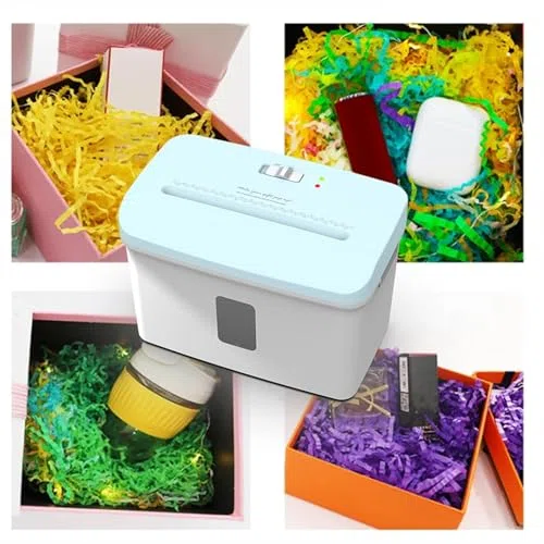 Trituradora de papel arrugado, máquina de corte automática en zigzag para manualidades, envoltura de regalos y decoración con ventana transparente de 7,5 L