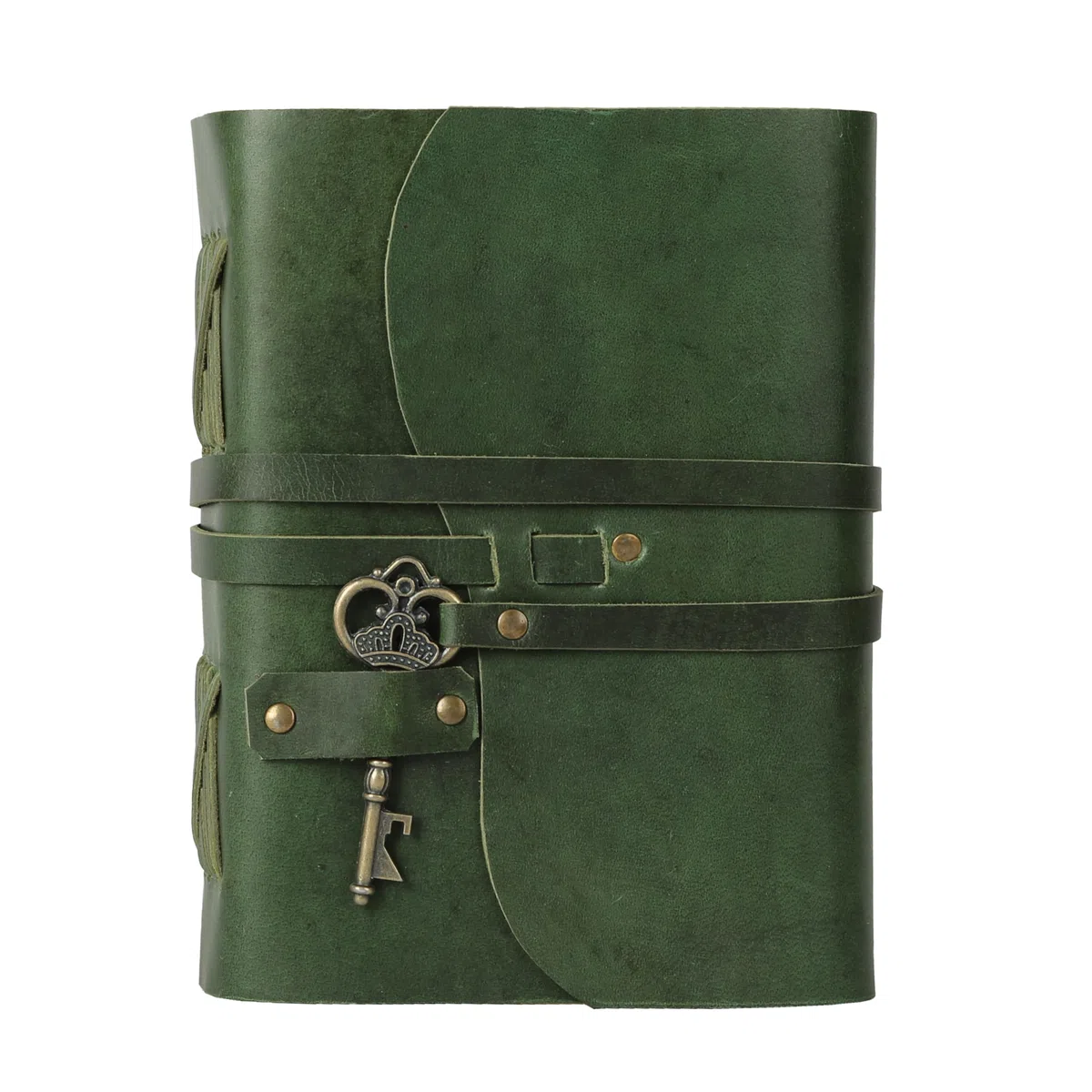TUZECH Cuaderno encuadernado en cuero hecho a mano con cuaderno de bocetos con borde descolorido para hombres y mujeres, diario de viaje y blocs de escritura (7x5 pulgadas, verde)