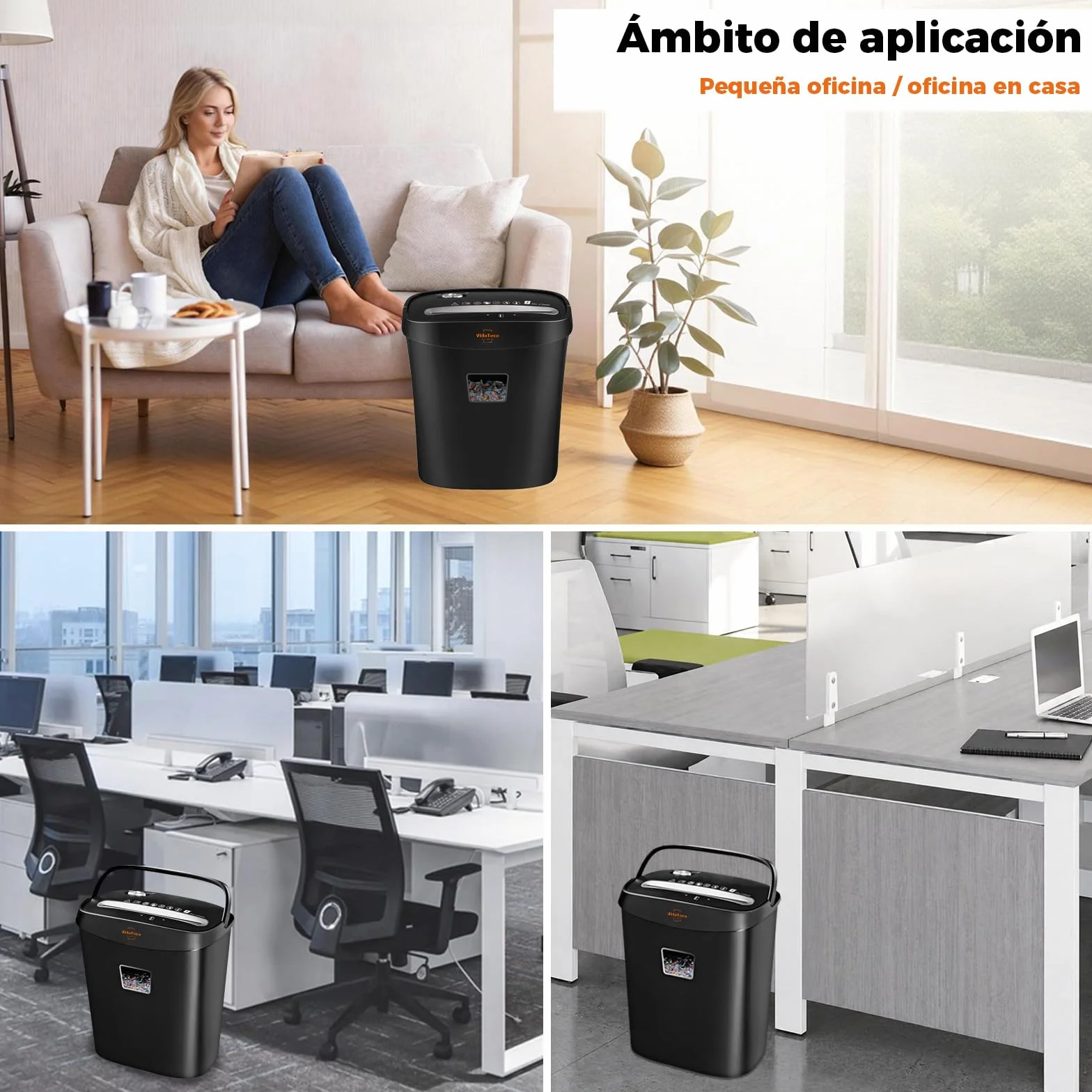 Destructora de Papel para Casa de 10 Hojas, Trituradora de Papel de Corte Transversal Que Destruye Papel, Tarjetas, Triturador con diseño de Mango portátil y contenedor de 15 L