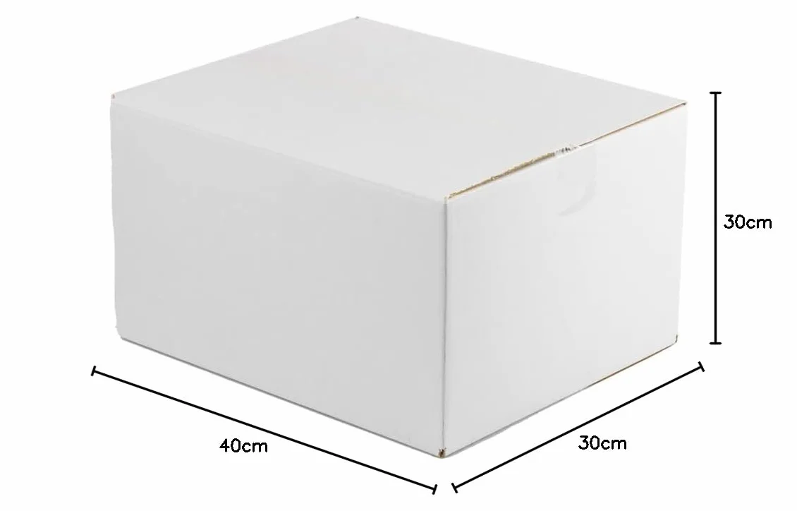 ONLY BOXES Pack 20 cajas cartón color blanco medidas interiores 40x30x30 cm. Cajas cartón con solapas canal simple reforzado para envíos, paquetería, mudanzas, regalo, AMA626