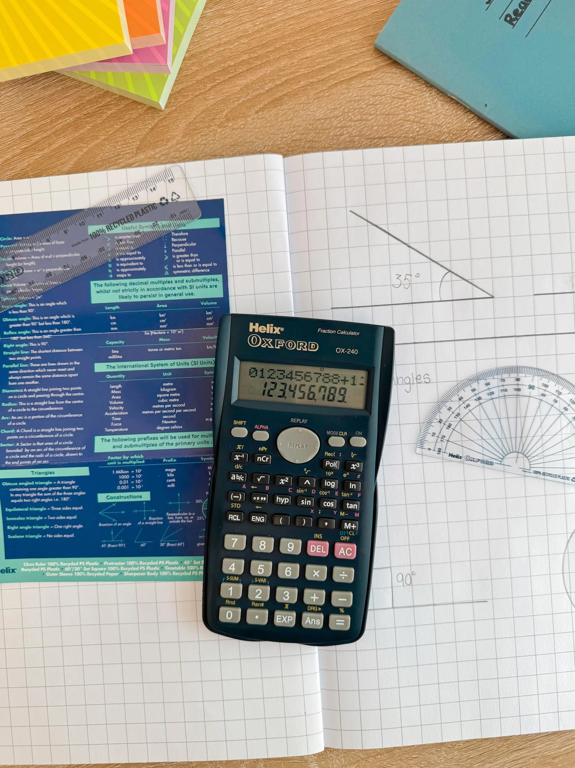 Helix Oxford RC2072 - Calculadora científica (240 funciones), color azul oscuro