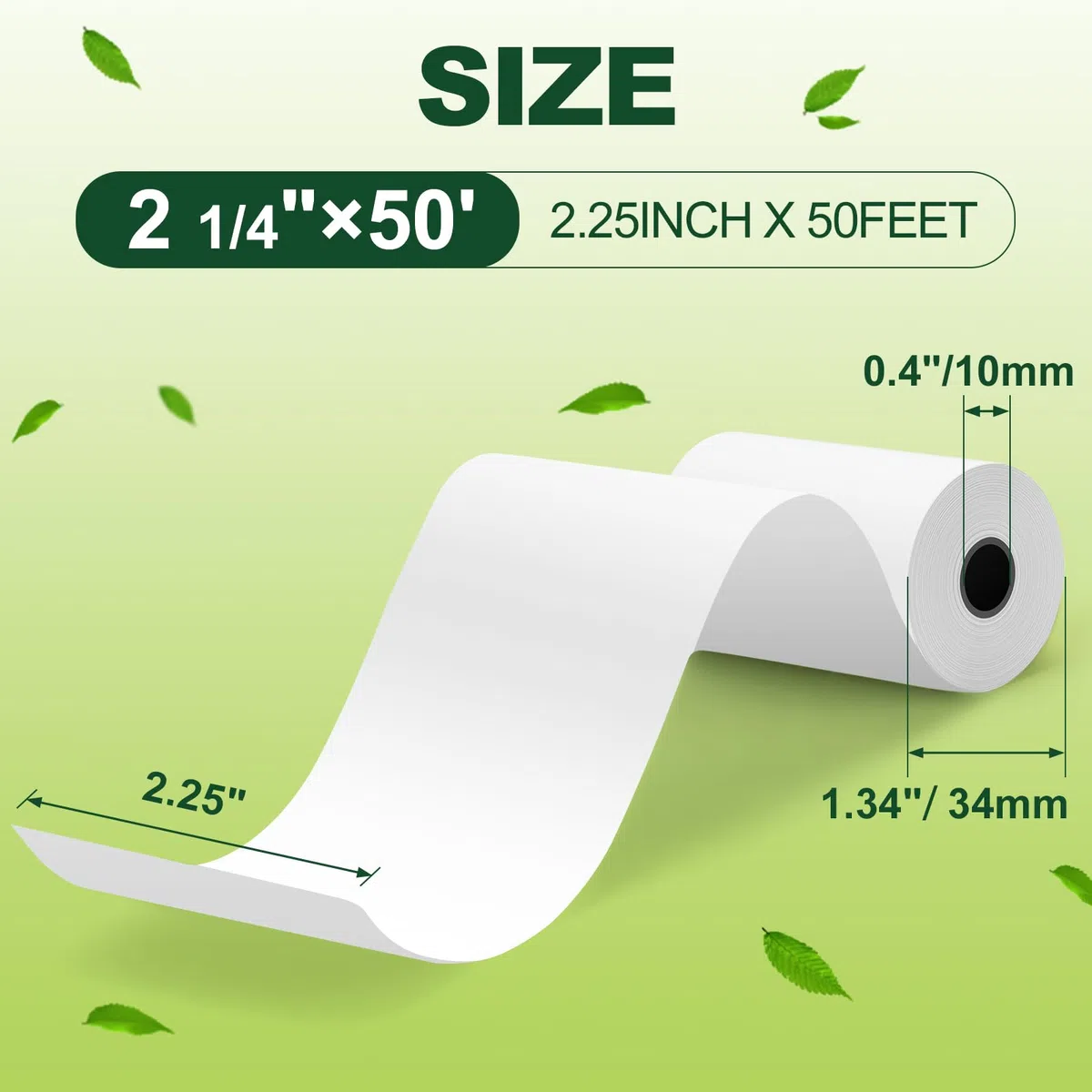 TUXIYA Rollos de recibos de papel térmico de 2 1/4 x 50 pies, 100 rollos de papel de impresora térmica, rollos de papel térmico sin BPA, se adapta a todas las impresoras térmicas POS de 58 mm, rollos