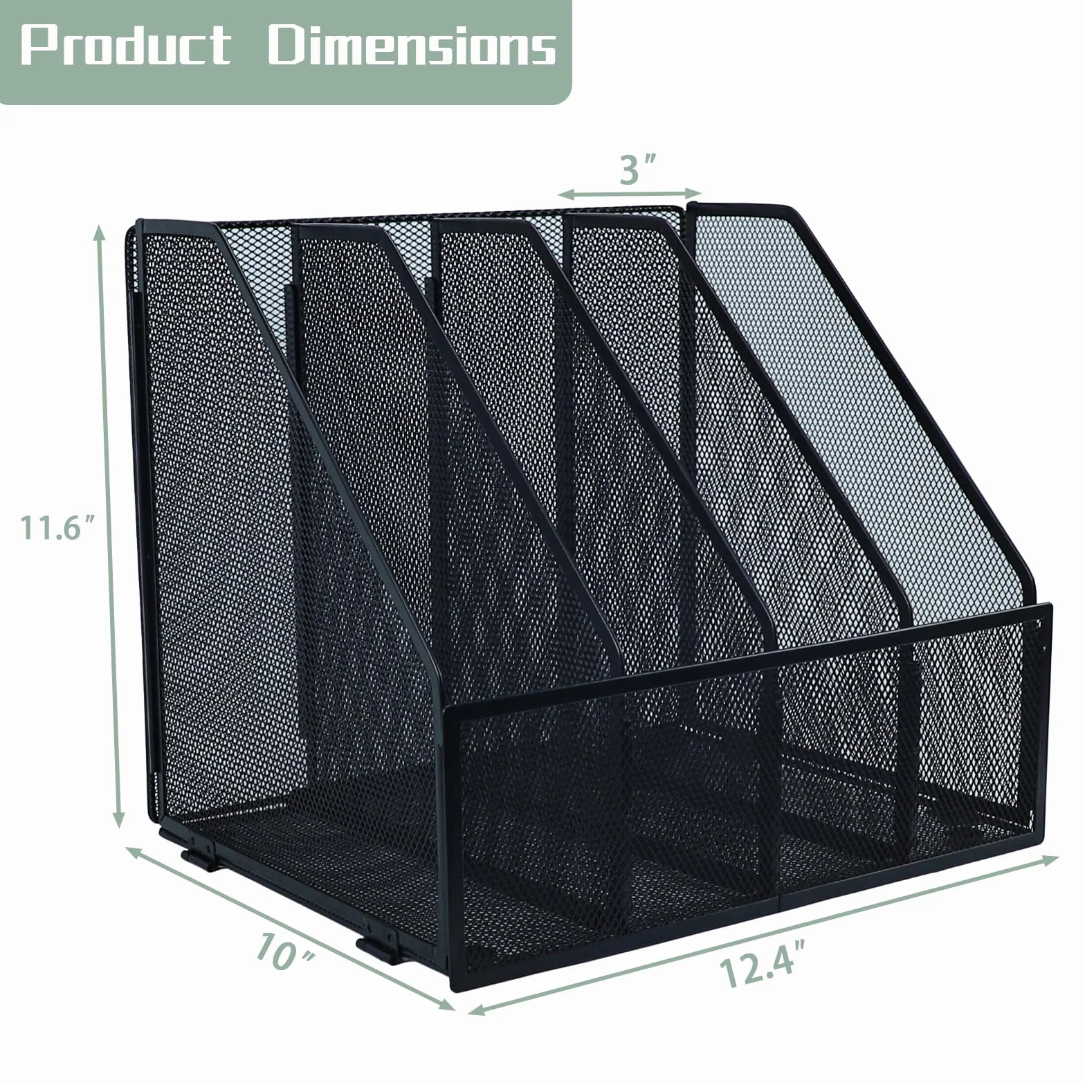 Organizador de Archivos de Metal A4, Estantería Plegable, 4 Compartimentos Verticales para Revistas, Organizador de Escritorio, Soporte de Almacenamiento para Documentos para Oficina, Escuela