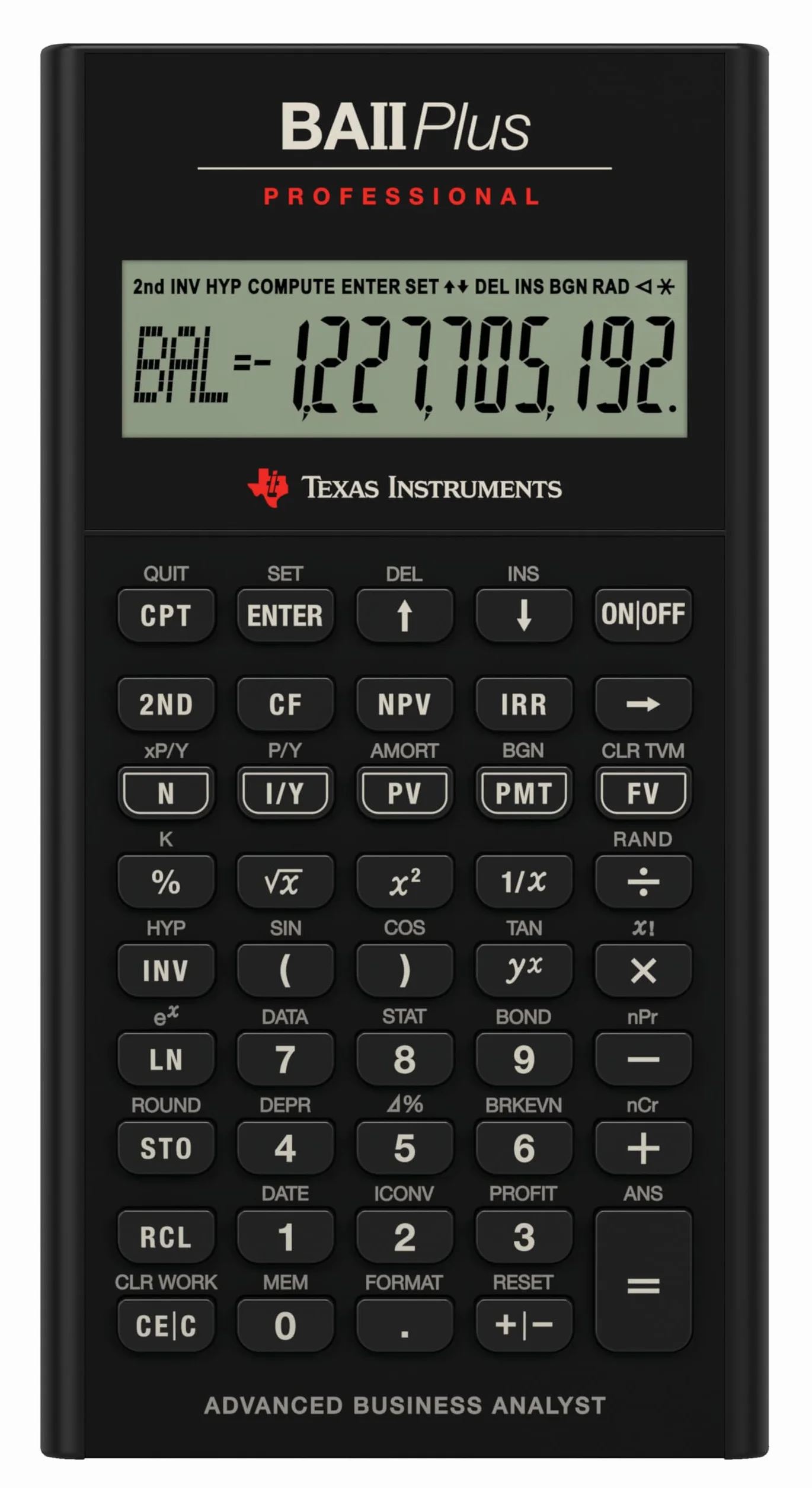 Texas Instruments TI BA II Plus Professional - Calculadora (batería, CR2032, Litio) , Gris [Importado]
