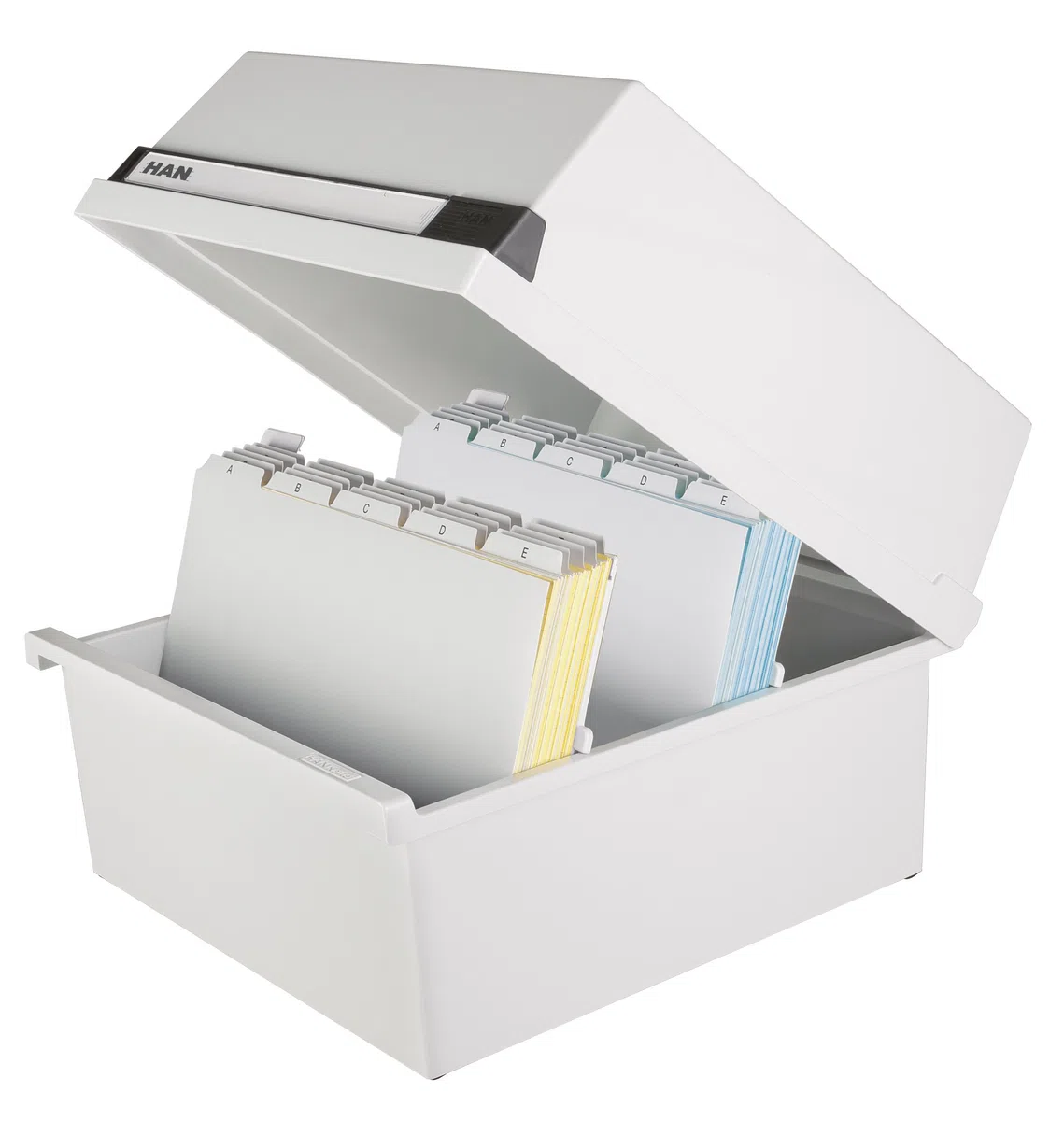 Han 954-11 - Caja para archivar fichas (capacidad para 1300 fichas DIN A4 horizontales, 320 x 250 x 360 mm), color gris