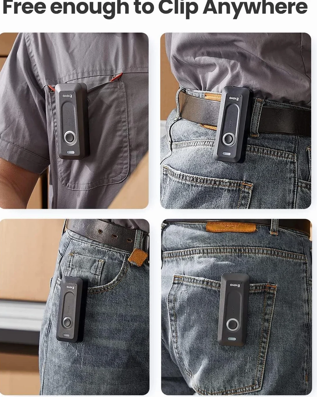 Eyoyo 2D QR Bluetooth Escáner de Código de Barras Inalámbrico con Clip, 2000mAh