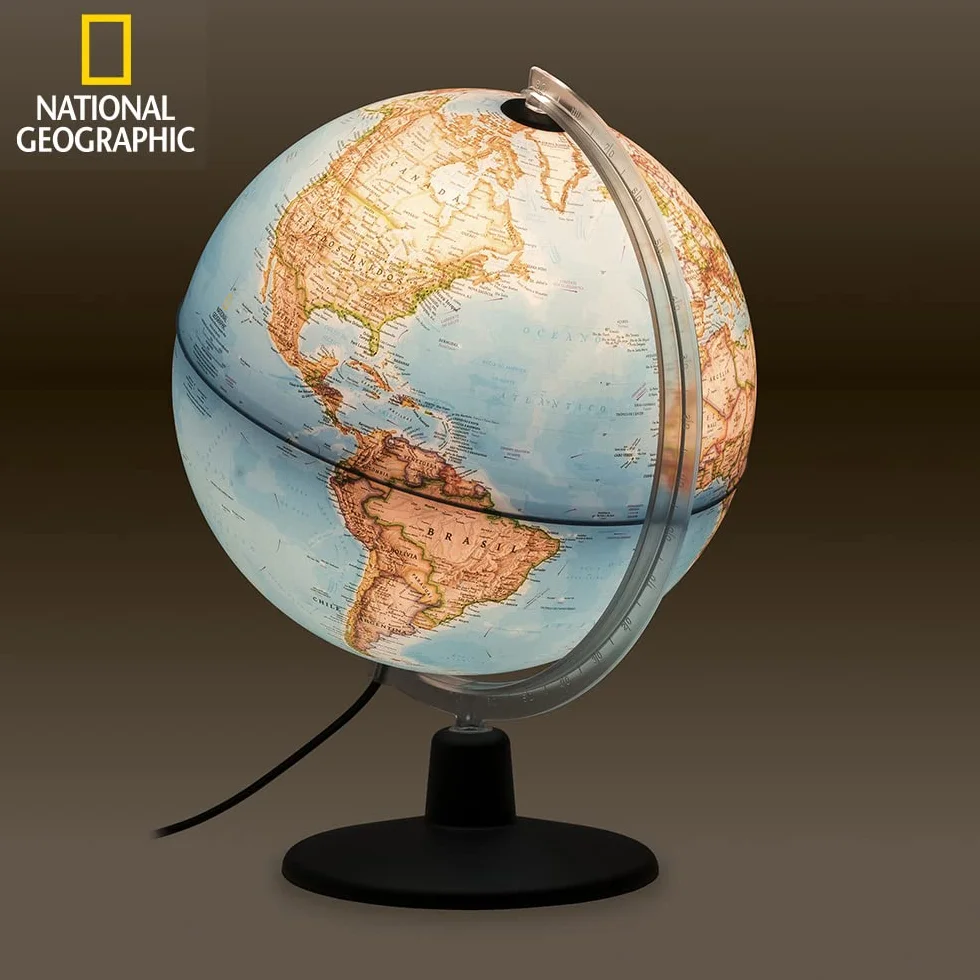 Tecnodidattica, Globo Terráqueo NATGEO Classic 30, Cartografía Físico-Política oficial National Geographic Classic, Iluminado y giratorio, Texto en Español, Diámetro 30 cm