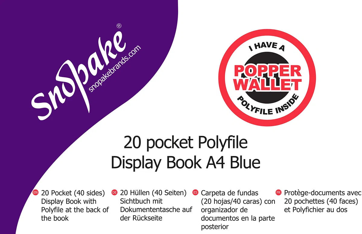 Snopake 12367 - Carpetas con fundas (5 unidades, A4), color azul
