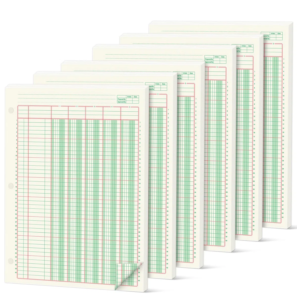 gisgfim 6 blocs de 100 hojas, bloc de análisis columnar de 3 agujeros, libro de contabilidad de 8-1/2 x 11 pulgadas, bloc de papel de contabilidad de doble página, bloc columnar de formato de página