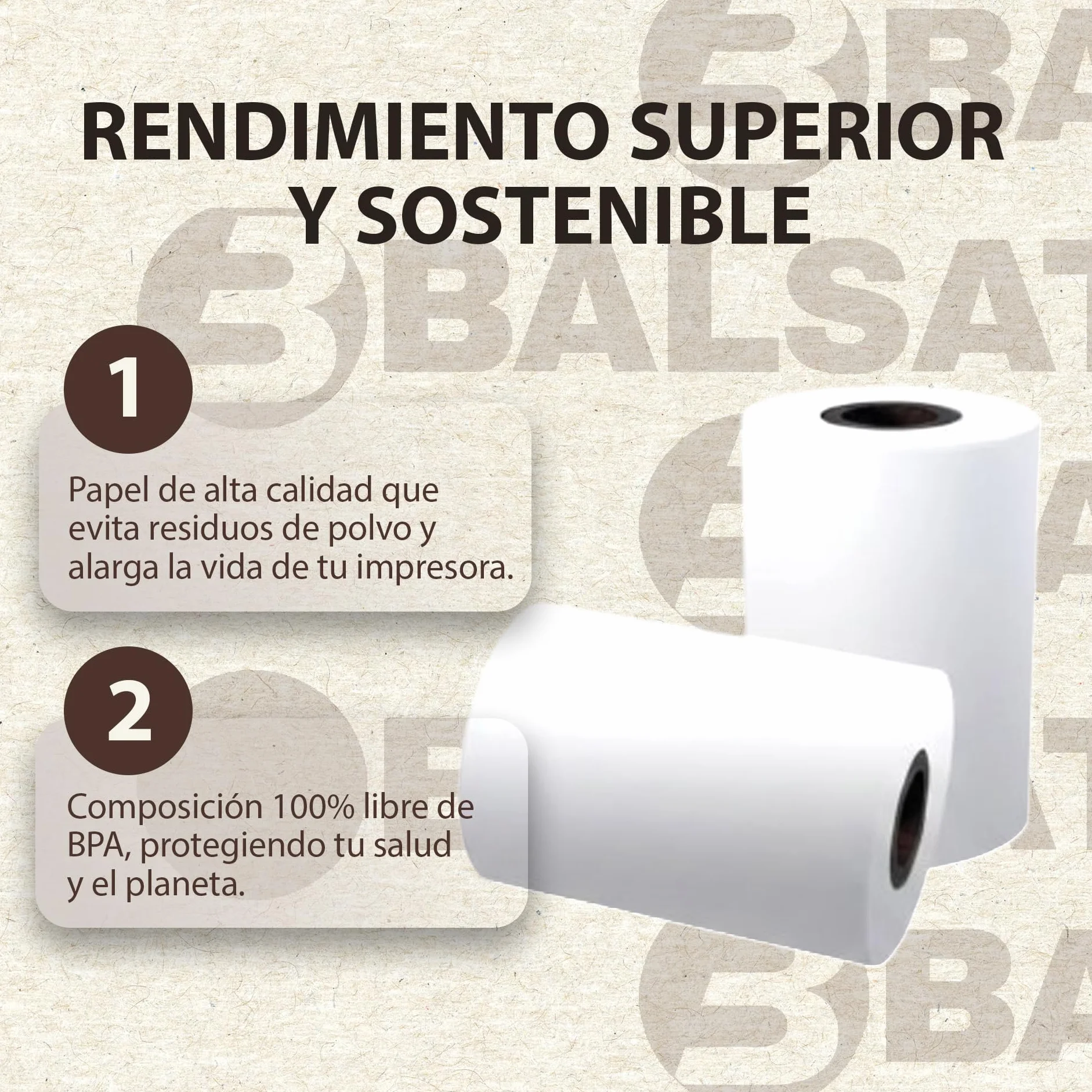 BALSAT 100 Rollos de Papel Térmico 57 x 40 mm | Para Impresora de Tickets | Papel de Impresora Térmica, Tpv Comercio, Caja Registradora | Rollo de Papel para Papel Datáfono de Calidad, Sin BPA