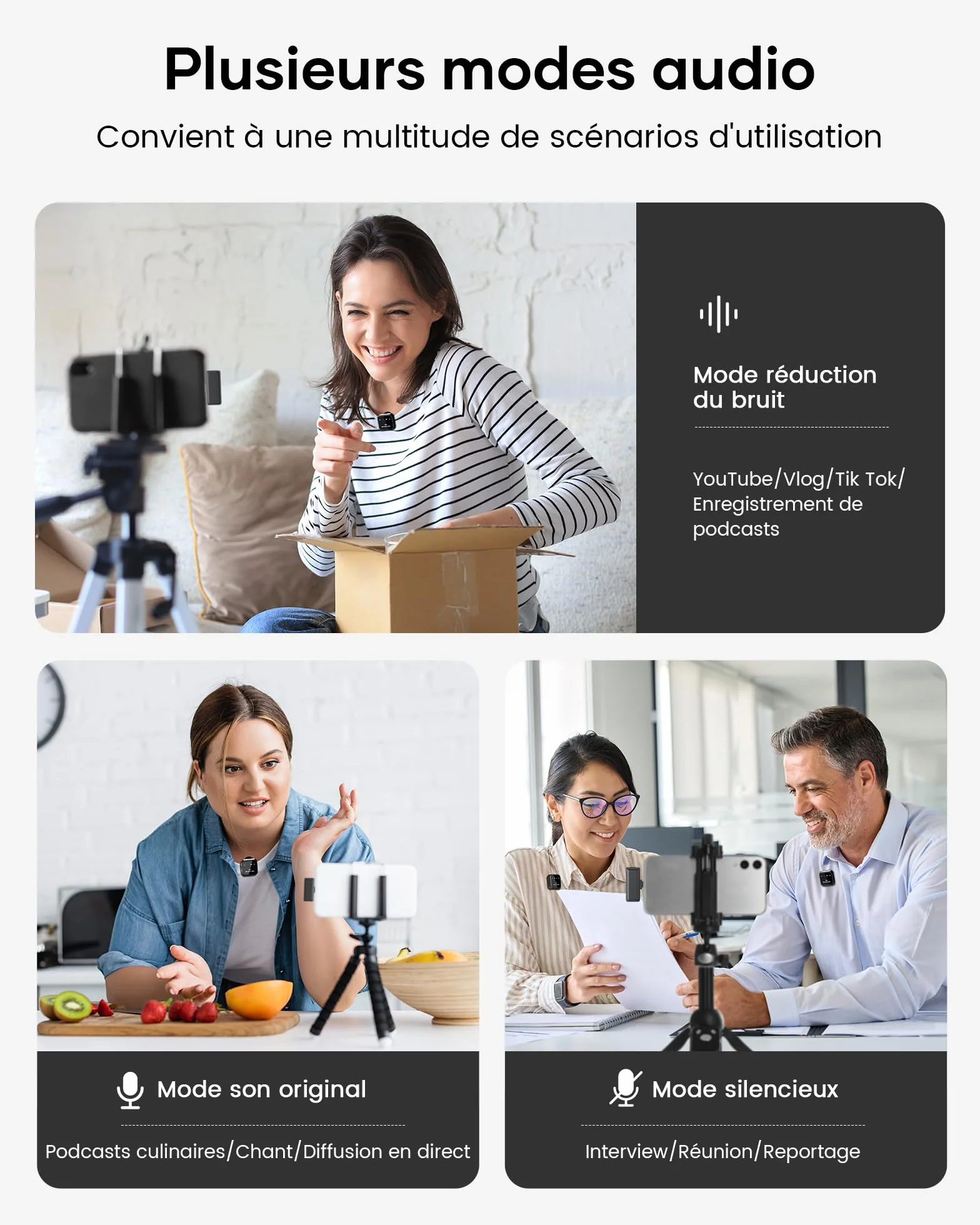 KUKIHO Microfono inalambrico Mini de Solapa para iPhone y Android, Clip para Video Vlogs YouTube TikTok Podcasts, Estuche de Carga, 80h autonomia, 50m Alcance