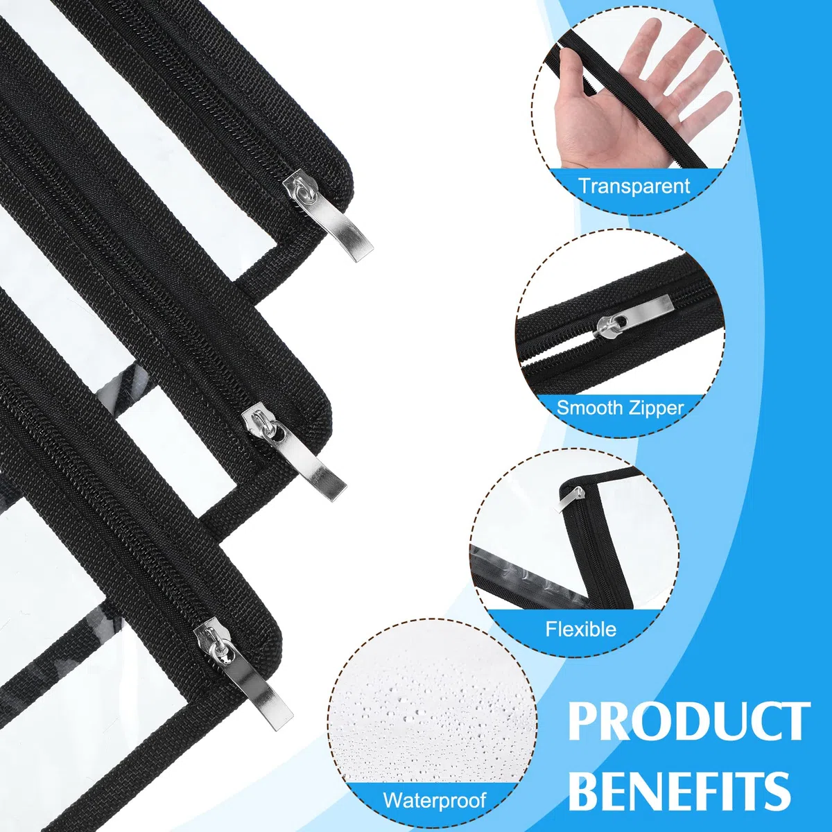 Ireer Paquete de 18 Bolsas Transparentes de PVC con Cremallera, 11.5 x 7 Pulgadas, Bolsas de Almacenamiento Multiusos para organizar cosméticos de Viaje, Documentos, Archivos, Suministros de Oficina