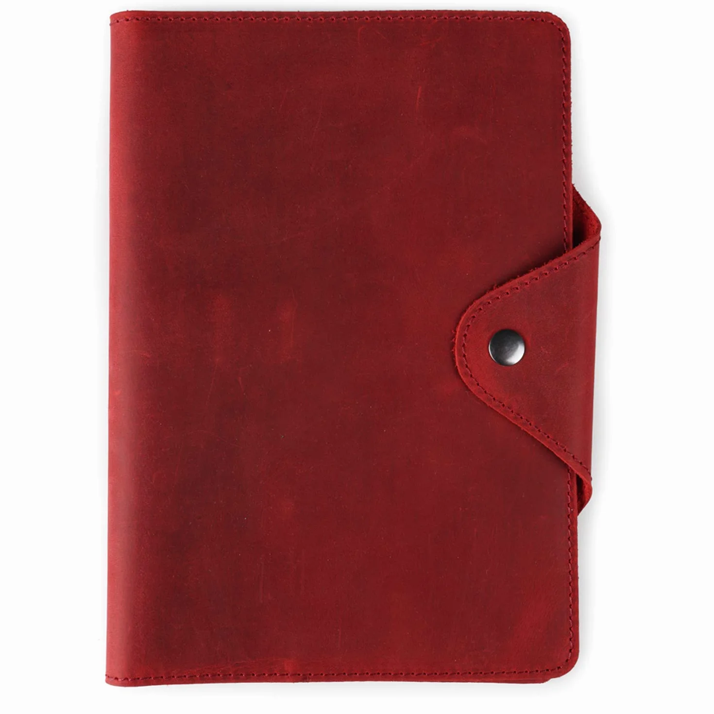 Londo Portafolio Cuero Genuino con Bloc Notas, Cierre a Presión, Minimalista, Tarjetero, Unisex - 23x18 cm