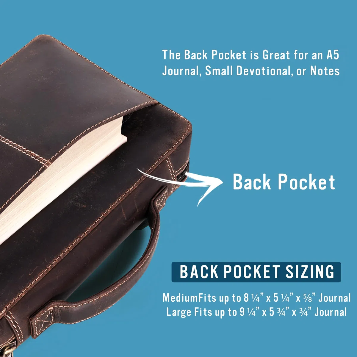 Hunter & Scribe Leather Fundas para la Biblia para hombres y mujeres - Cuero de búfalo de grano superior - Funda de piel auténtica para la Biblia con bolsillos, cremallera y marcapáginas - Funda para