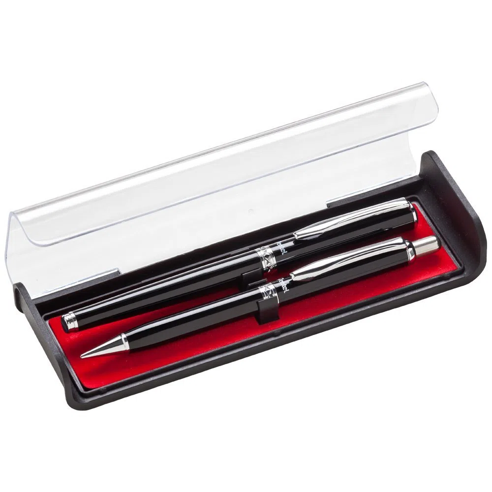 Pentel Libretto - Juego de bolígrafo y lápiz de regalo, color negro