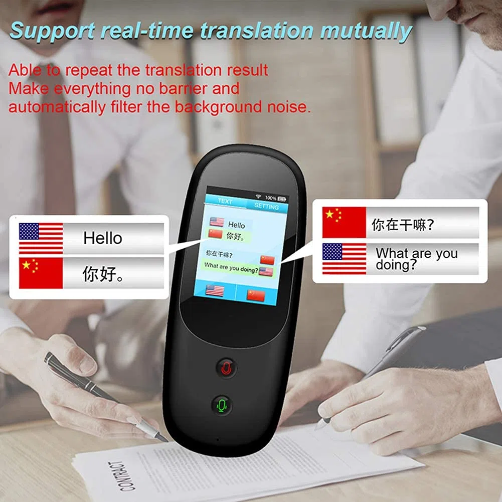 Dispositivo de traducción de idiomas inteligente, traducción bidireccional instantánea en 41 idiomas, con pantalla táctil de 2,4 pulgadas, para viajes, aprendizaje, negocios, Red Hello Yearn for