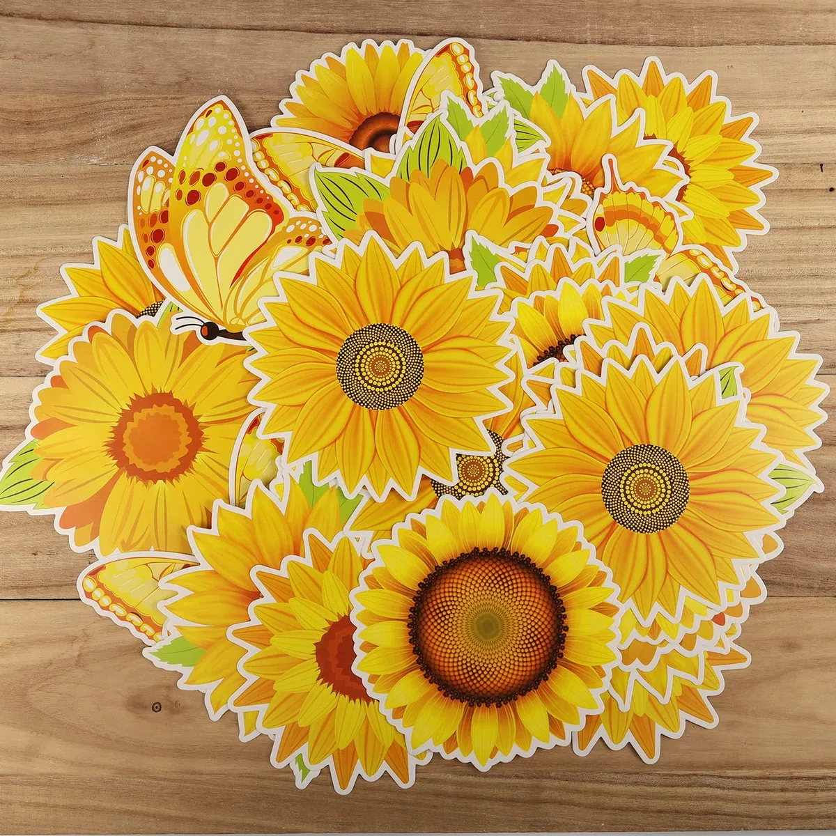 AIEX 45 Piezas Recortes de Tablero de Anuncios, Recortes de Girasol de Primavera Recortes de Mariposa Amarilla de Papel para Fiesta de Cumpleaños en el Aula