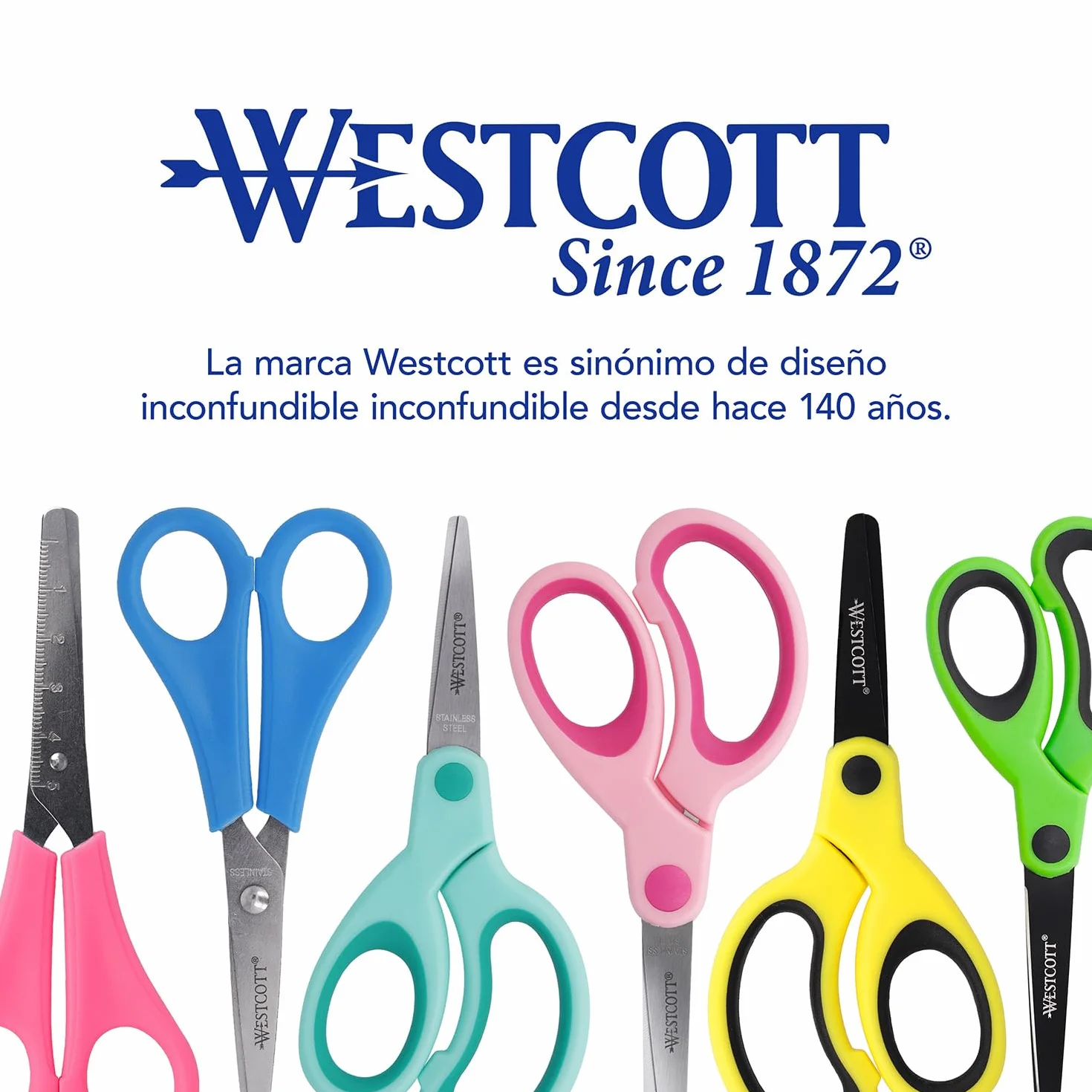Westcott Tijeras para niños, 30 unidades en caja expositora | Tijeras con escala integrada de 5 cm | Tijeras para manualidades de 13 cm (5"), ideales para manos infantiles | Punta redondeada | E-2150S