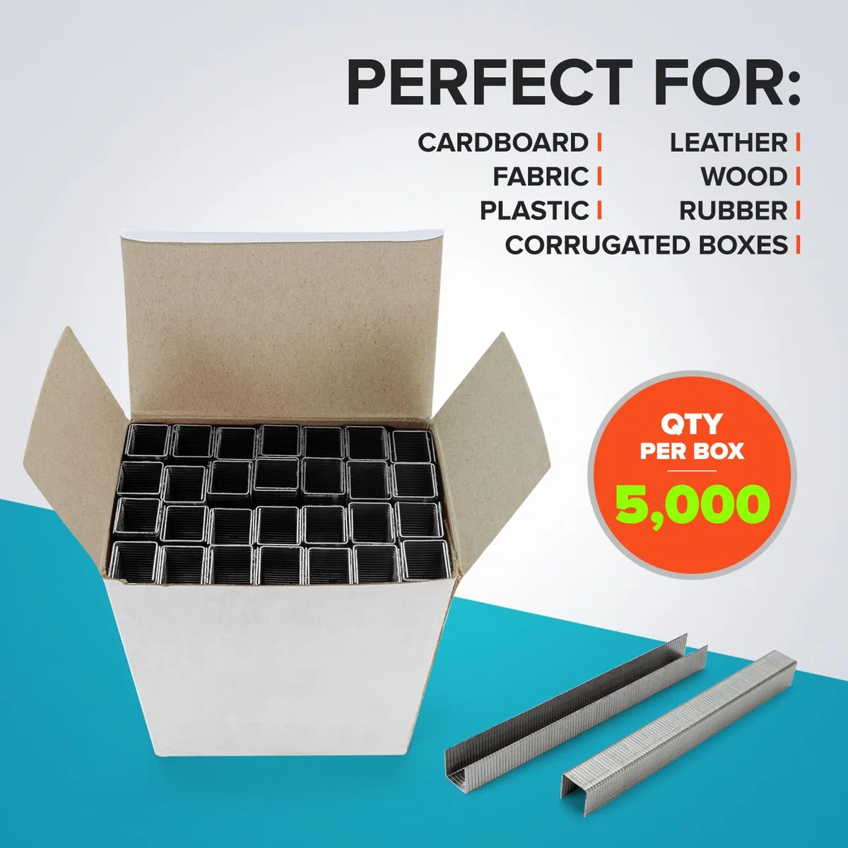 Grapas resistentes para alicates de grapado HSP-12, 7/16 x 5/16 x 0.04 pulgadas (10 cajas, 50000 piezas) - Grapas inoxidables duraderas y resistentes - Caja de grapas industriales de acero galvanizado