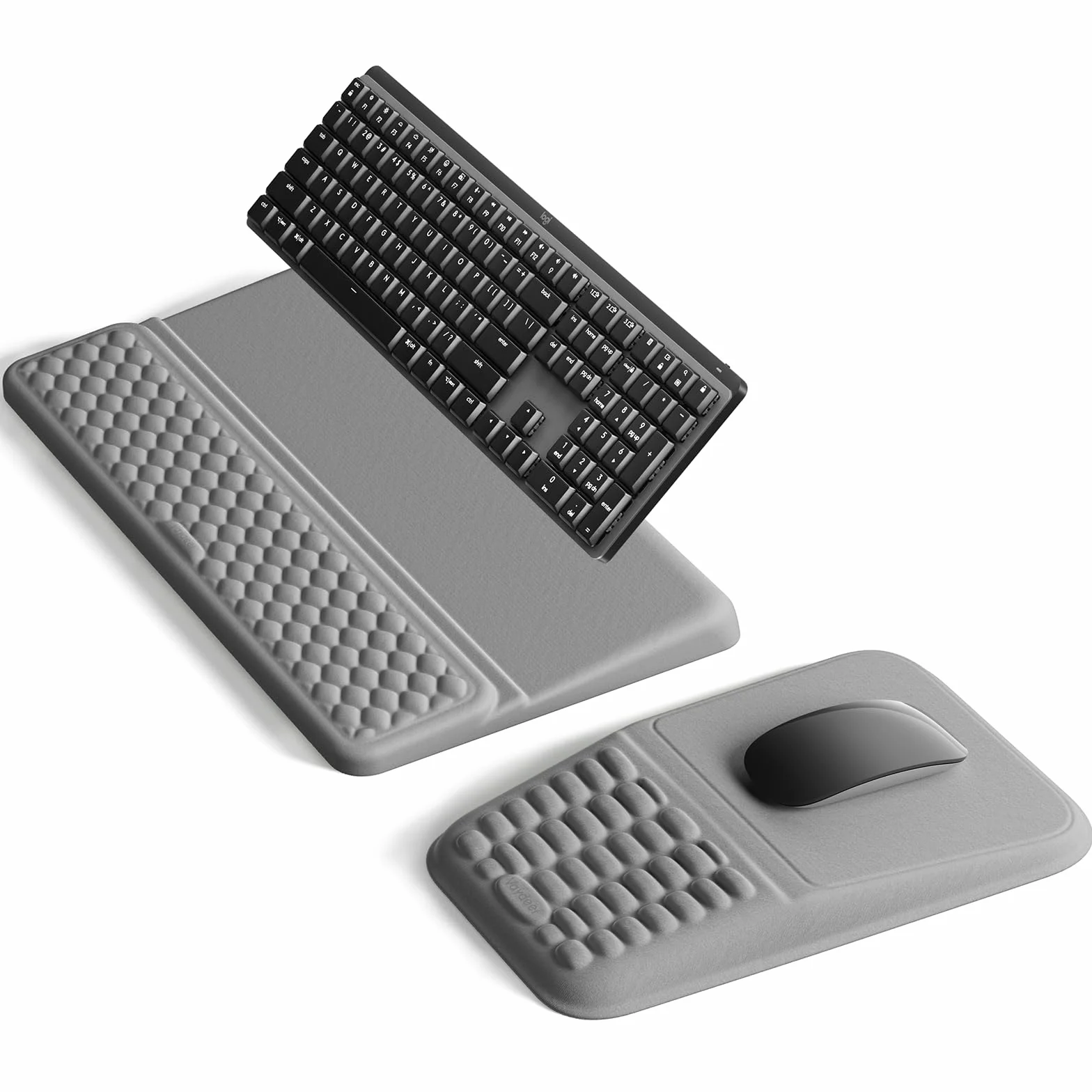 Vaydeer Juego de soporte para teclado y alfombrilla de mouse con reposamuñecas, soporte de muñeca de espuma viscoelástica suave, cojín ergonómico para escritorio, alivia el dolor del túnel carpiano