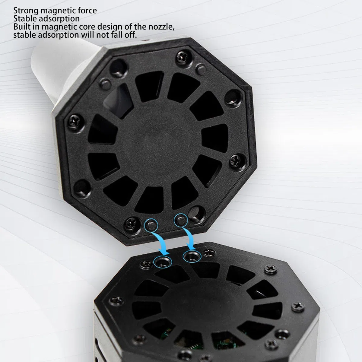 Colector de polvo de aire comprimido para soplar nieve y quitar el polvo, 130.000 rpm con 2 boquillas magnéticas inalámbricas USB para secador de coche, soplador (Negro)