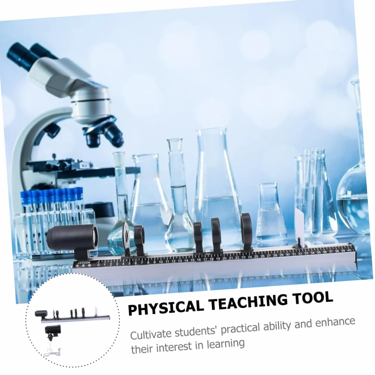 GLEAVI Juego de óptica didáctica kit laboratorio físico con lentes cóncavas convexas espejo óptico instrumentos ópticos experimentos científicos 19,7 x 3,1 x 2 pulgadas