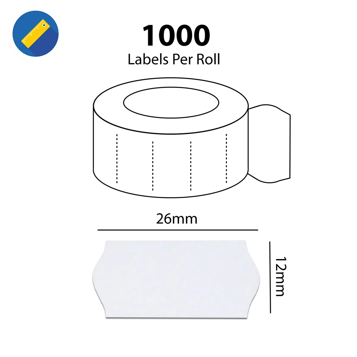 Swift 26 x 12 mm etiquetas de pistola de precio Blanco 30 Rollos 30,000 Labels