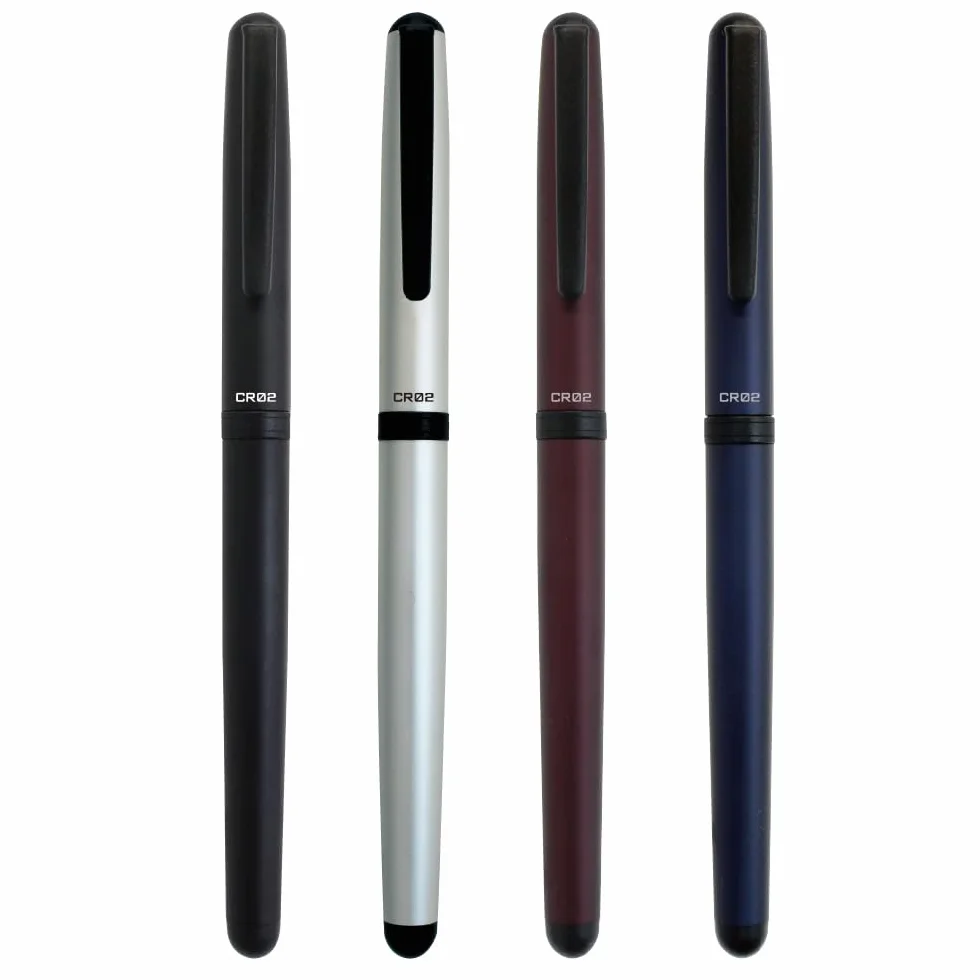 OHTO CR02-05-MSV - Bolígrafo de cerámica, punta fina de 0.5 mm, barril de aluminio de grosor medio con componentes de latón, plata mate, tinta negra recargable a base de agua, CR02-05-MSV