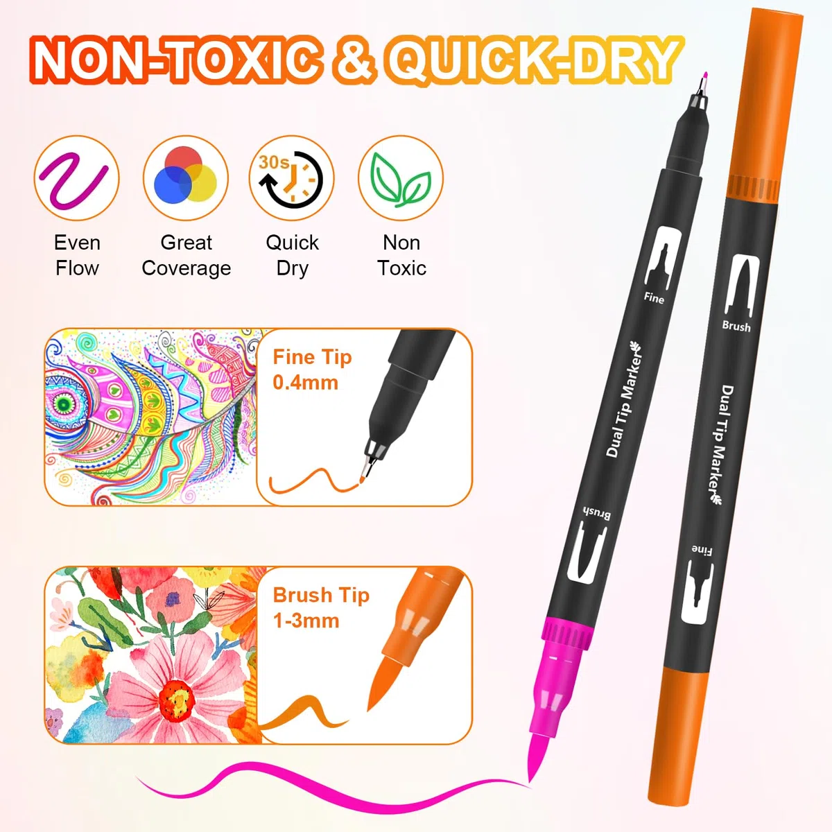 Lyuvie 158 Rotuladores Lettering Kit-Acuarelables Rotuladores Doble Punta Fina & Pincel con Estuche Negro,Lettering Kit para Mandalas Adultos Dibujar Letras Pascua Navidad