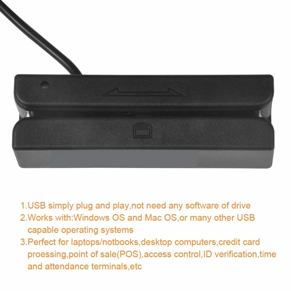 Nikou Lector de Tarjetas de crédito USB MSR580 3 Pistas Mini mag Hi-Co Swiper