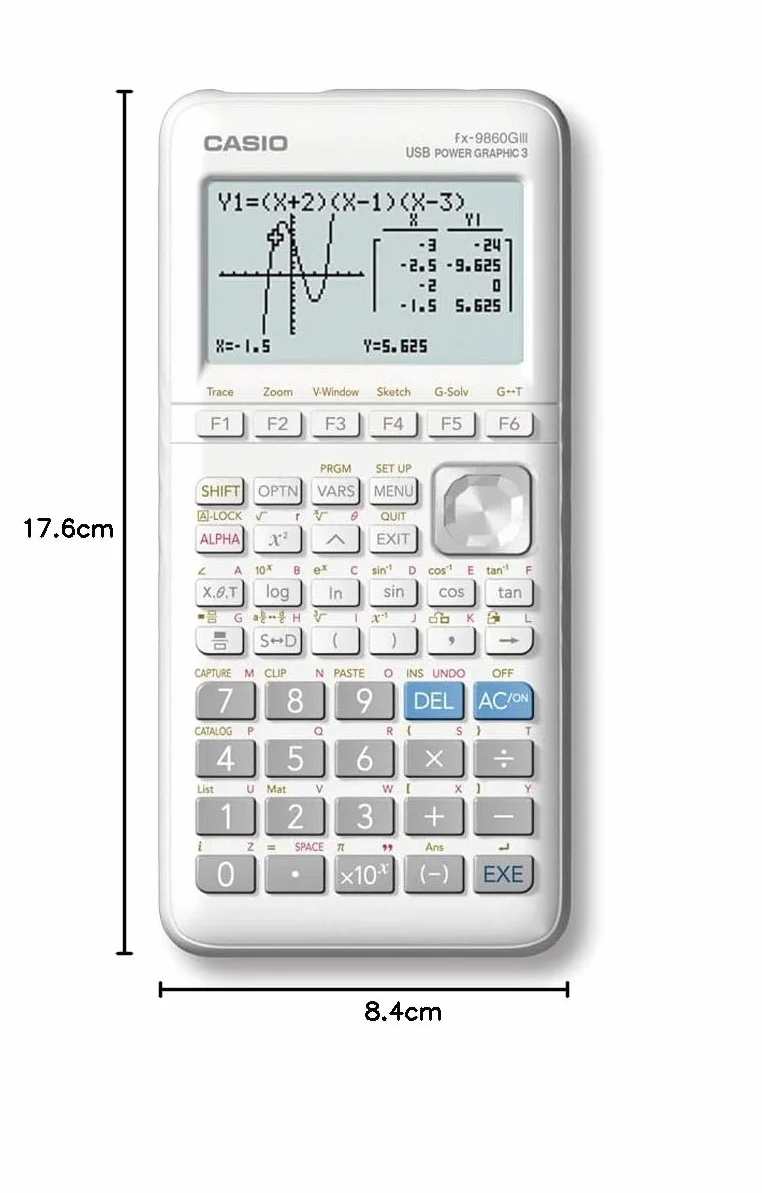Casio FX-9860GIII - Calculadora gráfica monocromática sin CAS, blanca