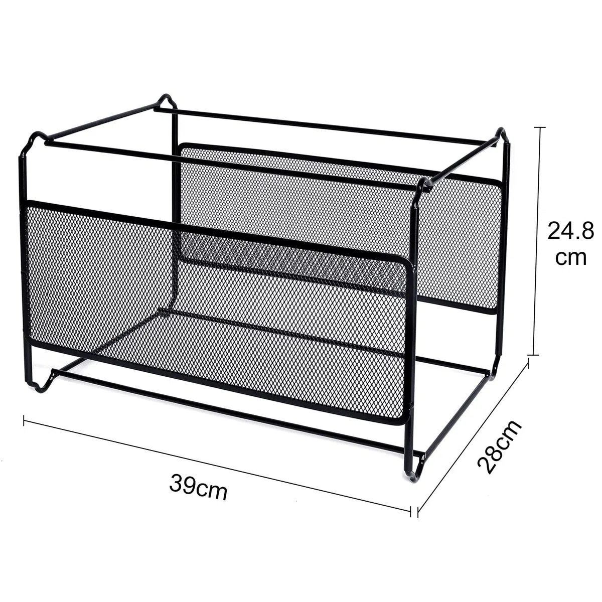 Marco para archivos colgantes (39 x 28 x 24,8 cm), organizador de archivos colgantes de metal - Fácil de montar - Carpeta colgante para almacenamiento y organización en el hogar y la oficina (negro)